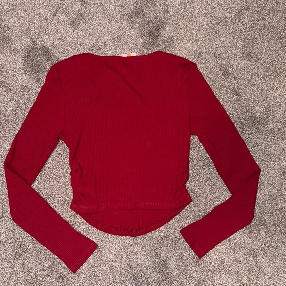Shein‎ NWT Women's Red Cropped Long Sleeve - Picture 4 of 11
